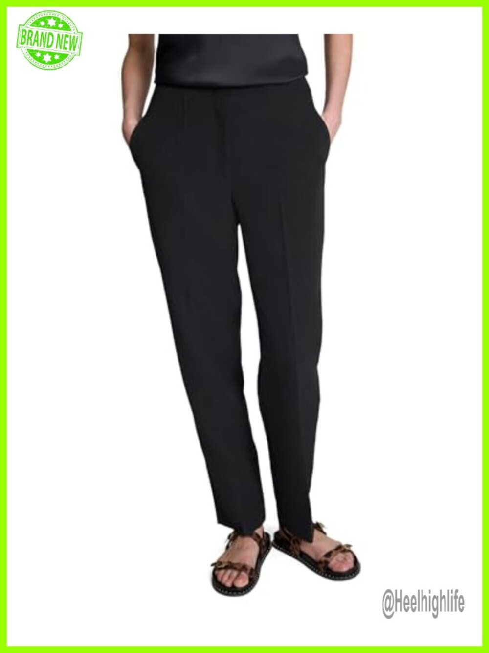 Kenneth Cole Luxe Twill Straight Leg High Rise Business Casual Pants